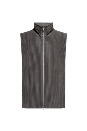 トップス HOMMEPLISSE ISSEYMIYAKE double zip vest Pleats Please Collared Double Zip Vest – Comme Please
